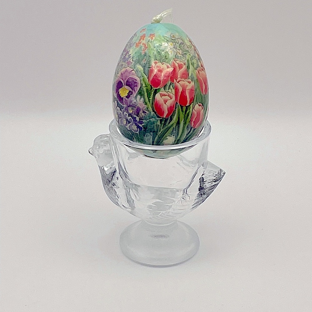 Vintage, 6 Paper Mache Easter Egg Ornaments, Florals, 5” Drop, Made in Taiwan
